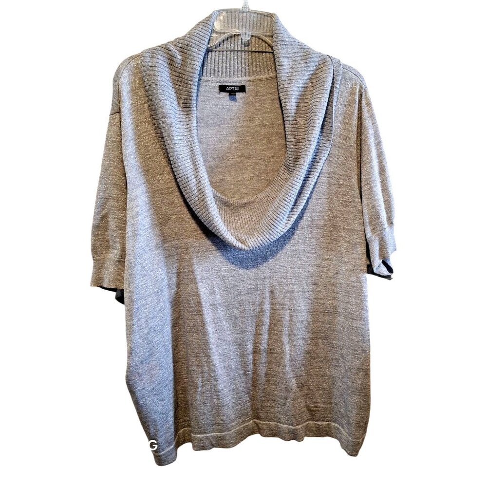 Apt. 9 Womens 3X Gray Cowl Neck Sweater Top With Ribbed Collar